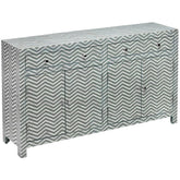 Bone Inlay Chevron Zigzag Buffet Sideboard With 2 Drawers And 2 Door